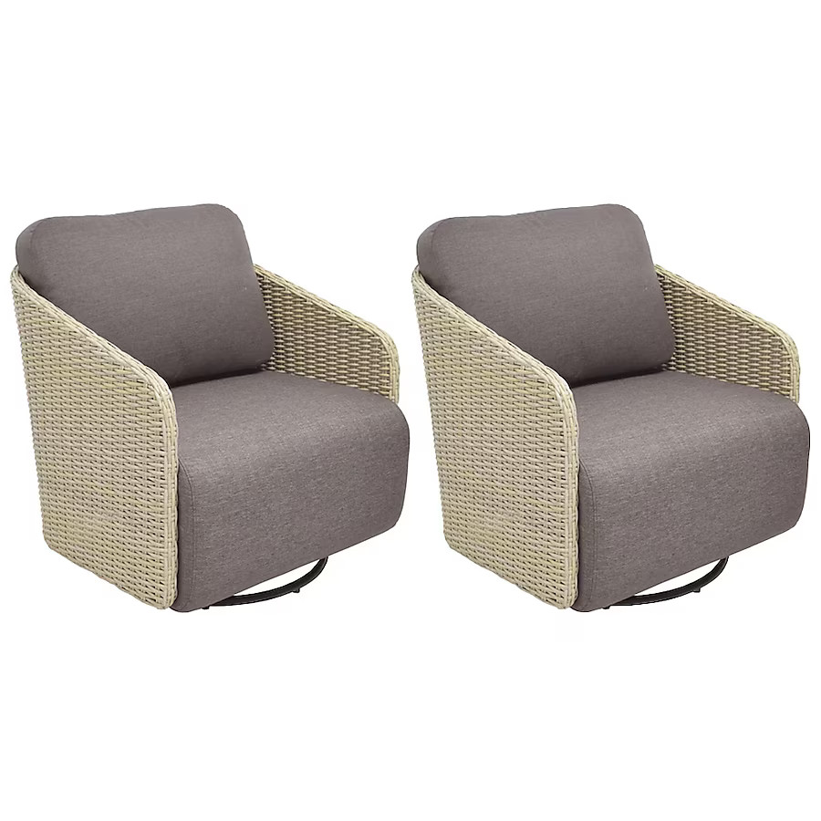 Origin 21 Venza Set of 2 Wicker Beige Steel Frame Swivel glider Conversation Chair with Dark gray... | Lowe's