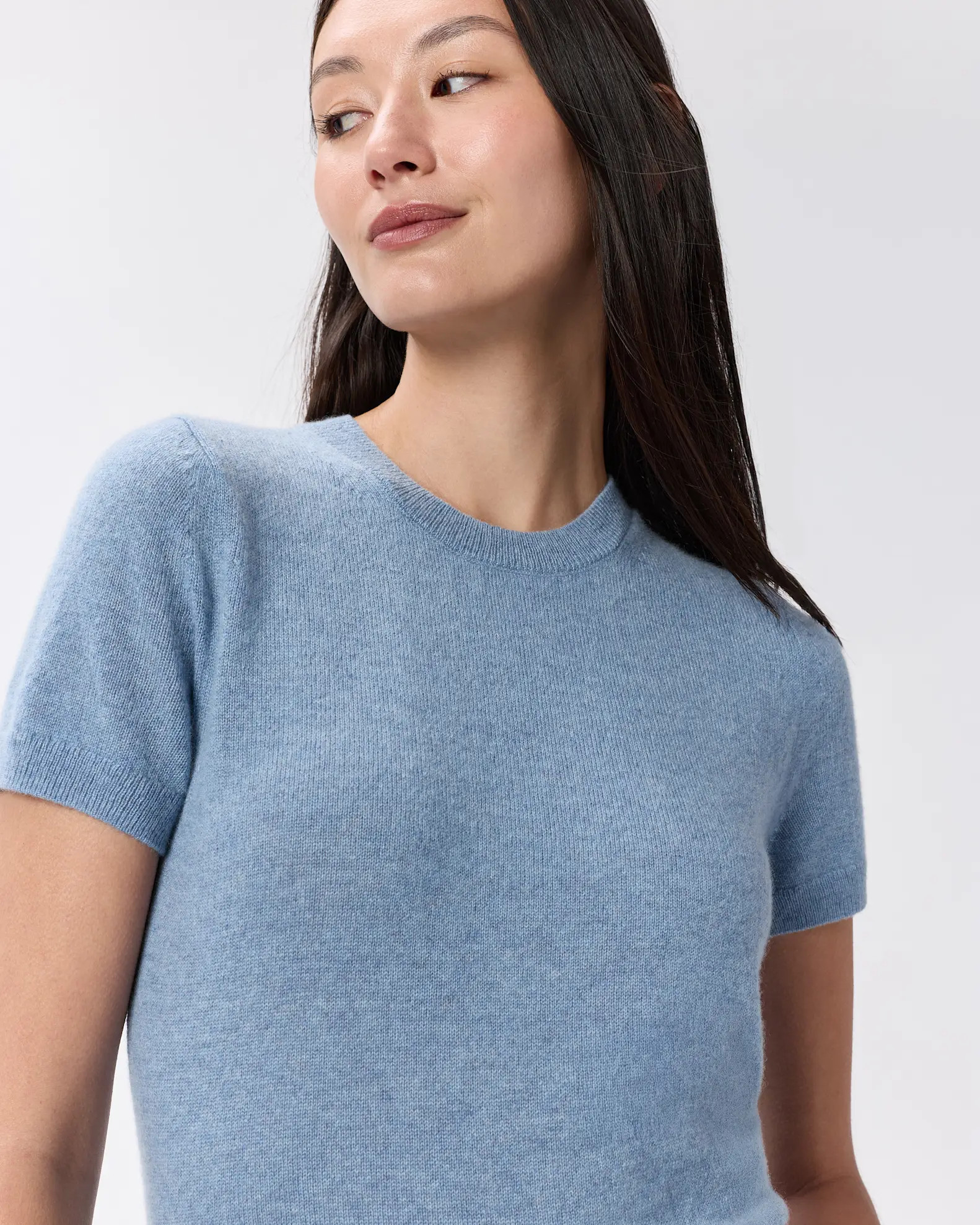 Mongolian Cashmere Tee in Faded Denim | Quince