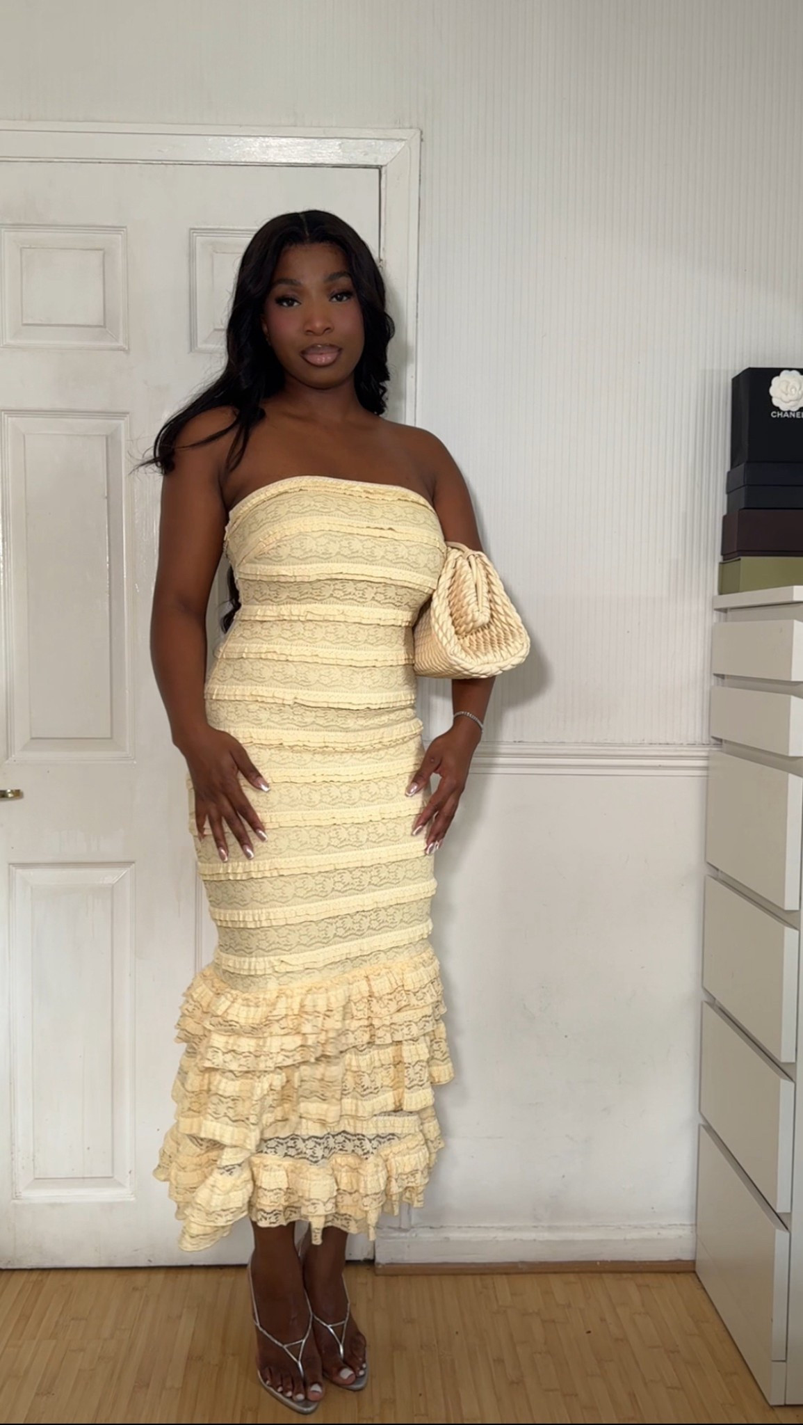 Yellow frill dress with yellow woven bag

#LTKwedding #LTKuk #LTKdatenight