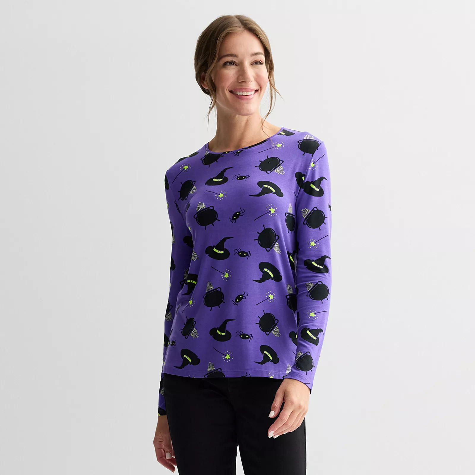 Women's Halloween All-Over Print Long Sleeve Top | Kohl's