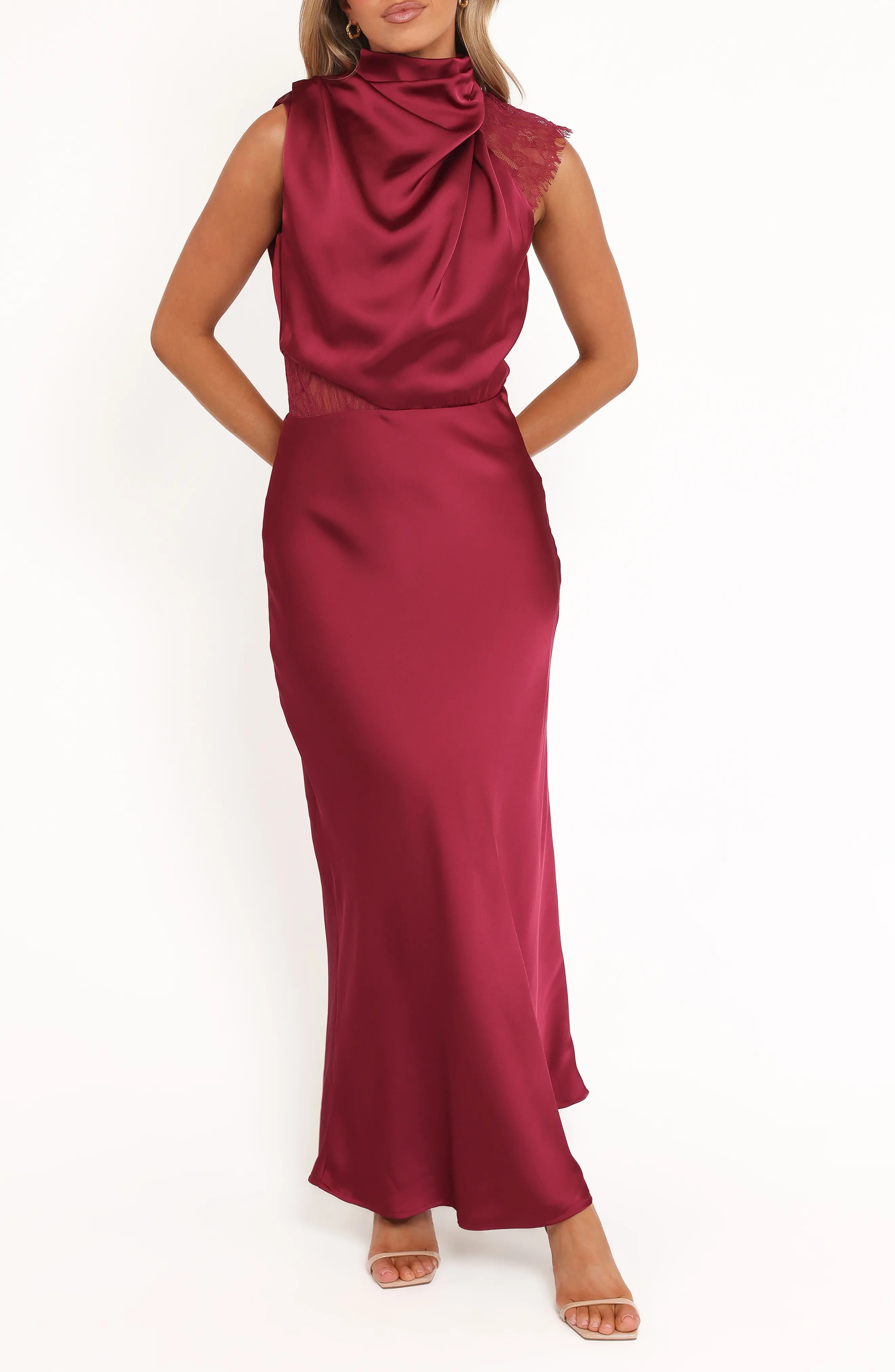 Petal & Pup Anabelle Mock Neck Satin Maxi Dress (Women) | Nordstrom | Nordstrom