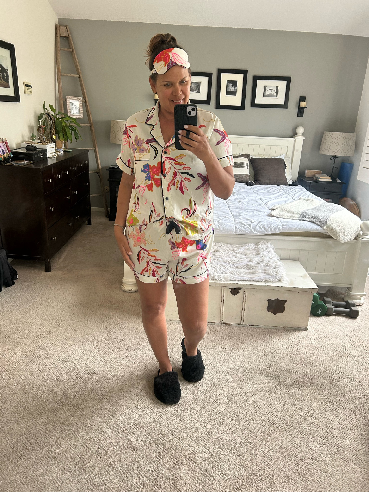 I'm so excited to see this 3 piece satin pj set back in stock at Target! Set includes sleep mask, notch collar button down shirt and elastic waistband shorts. Even comes gift ready in a cute gift box. I sized up to an XL for a relaxed fit. Comes in 4 color options. 

#LTKSeasonal #LTKGiftGuide