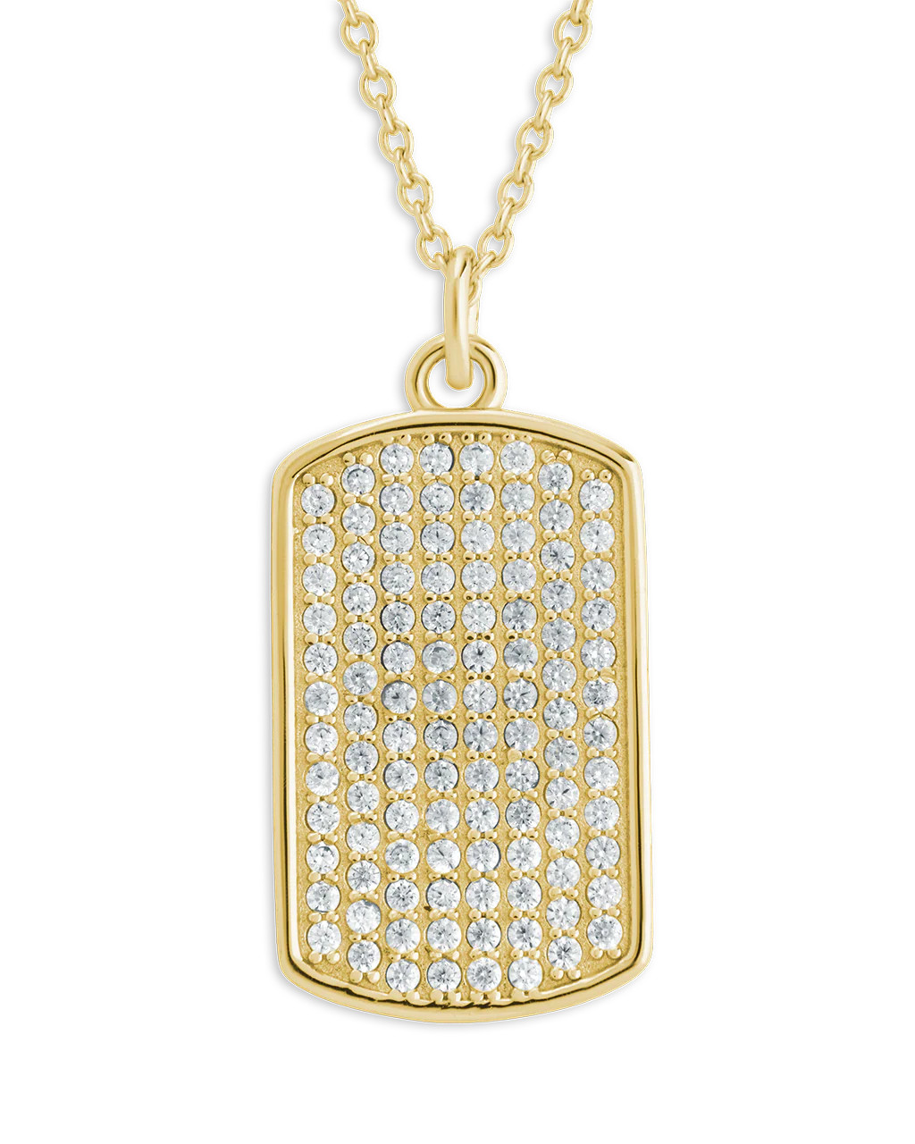 Pave CZ Rounded-edge Rectangle Pendant | Sterling Forever