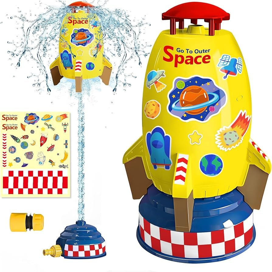 Water Rocket Sprinkler for Kids - Outdoor Water Toys Splash Kids Sprinkler for Outside Backyard, ... | Amazon (US)