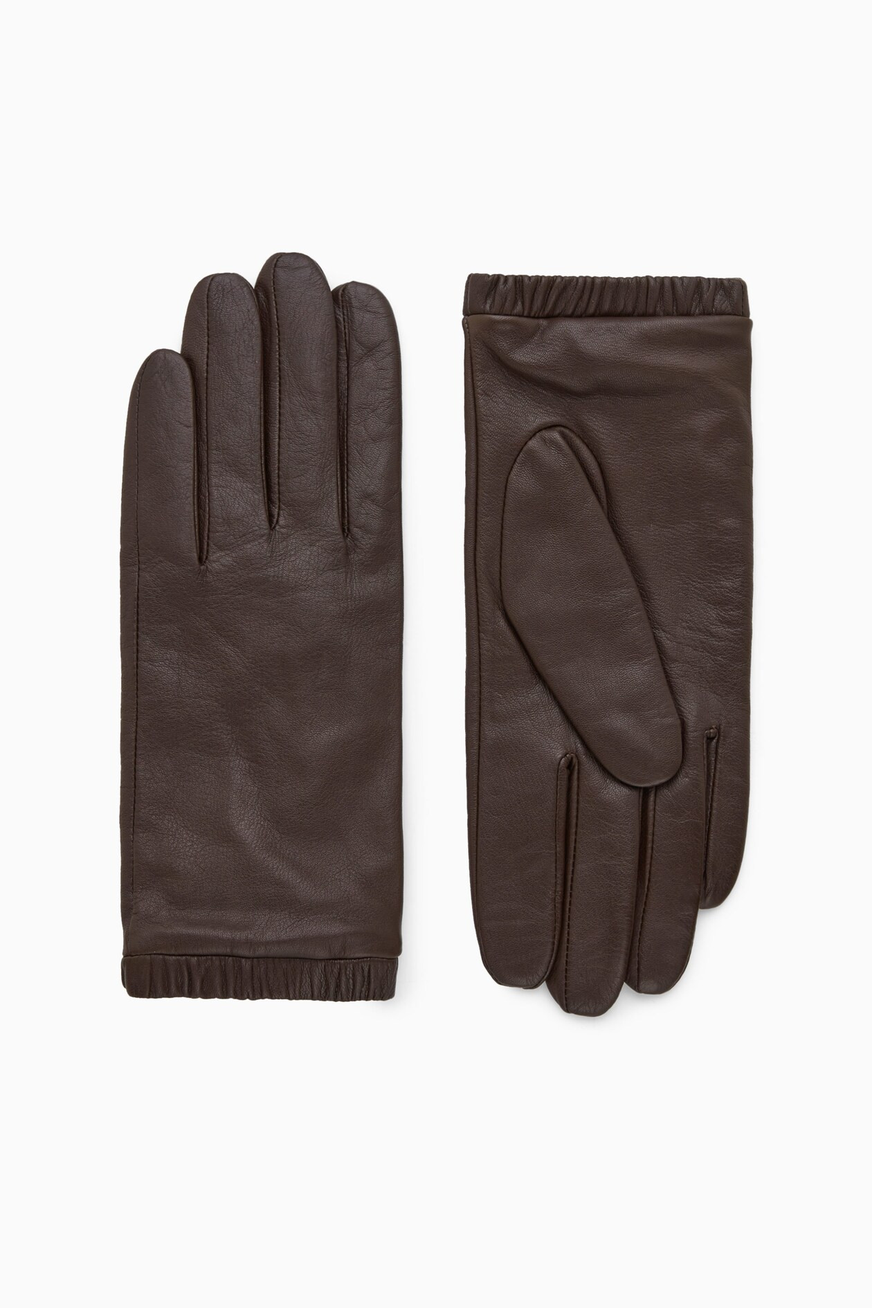 GATHERED LEATHERCASHMERE GLOVES - DARK BROWN | COS (EU)