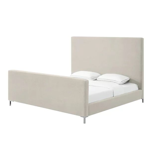Inspired Home Samouel Linen Platform Bed King Size, Beige - Walmart.com | Walmart (US)