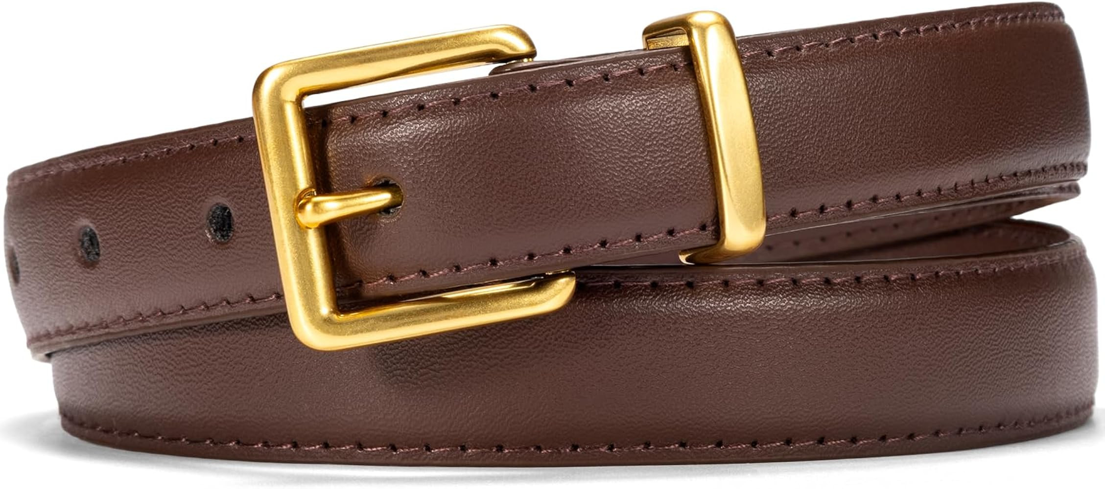 Fashion Leather Belt for Women, Gold Buckle, Width 1\u201d | Amazon (US)