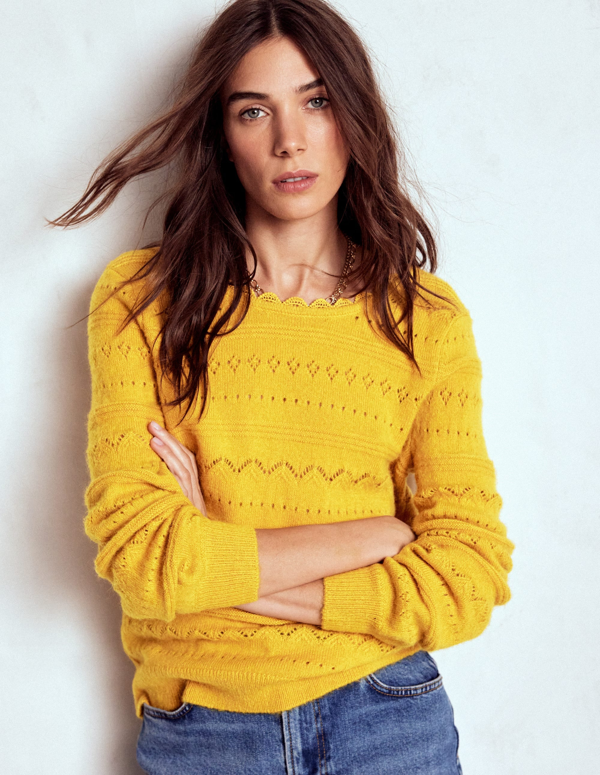 Leticia Lace Trim Sweater-Golden Rye | Boden (US)