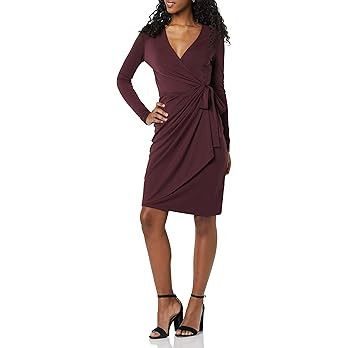 Amazon Essentials Women's Long Sleeve Classic Wrap Dress (Available in Plus Size) | Amazon (US)