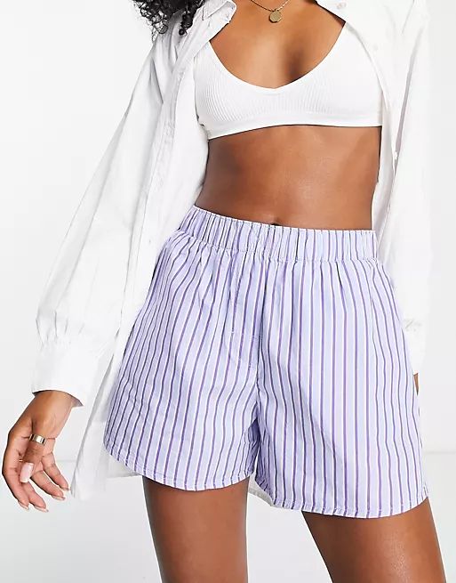 Weekday striped shorts in blue and white - part of a set | ASOS (Global)
