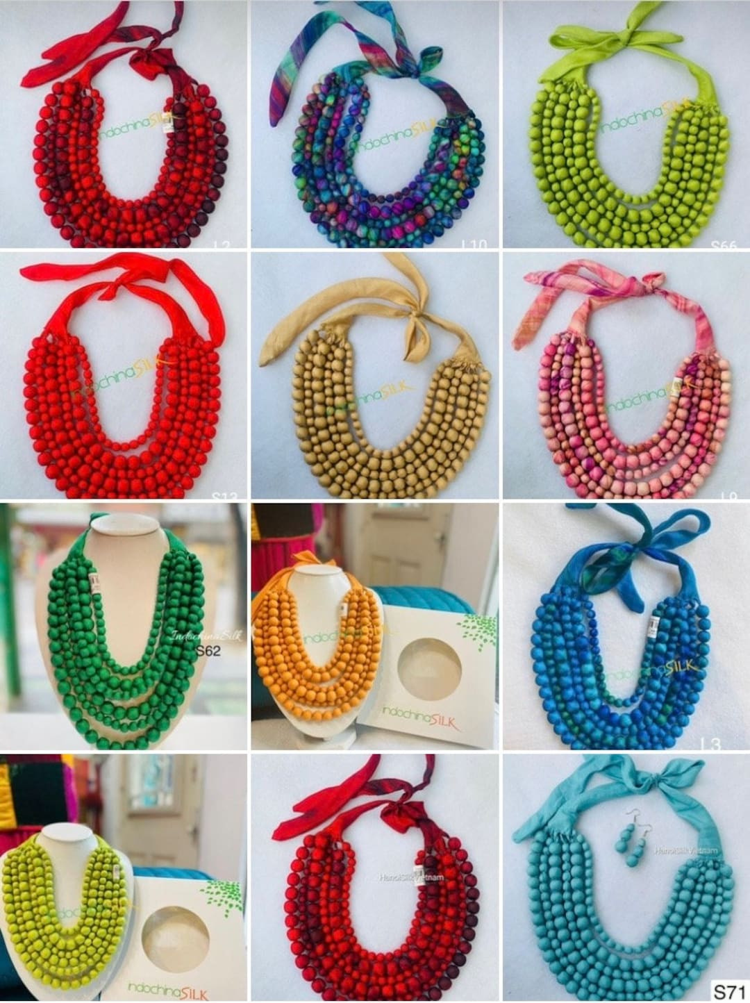 Multi-layered Silk Beaded Necklace, Multi-colored/single Color Necklace for Women, Multi-strand S... | Etsy (US)