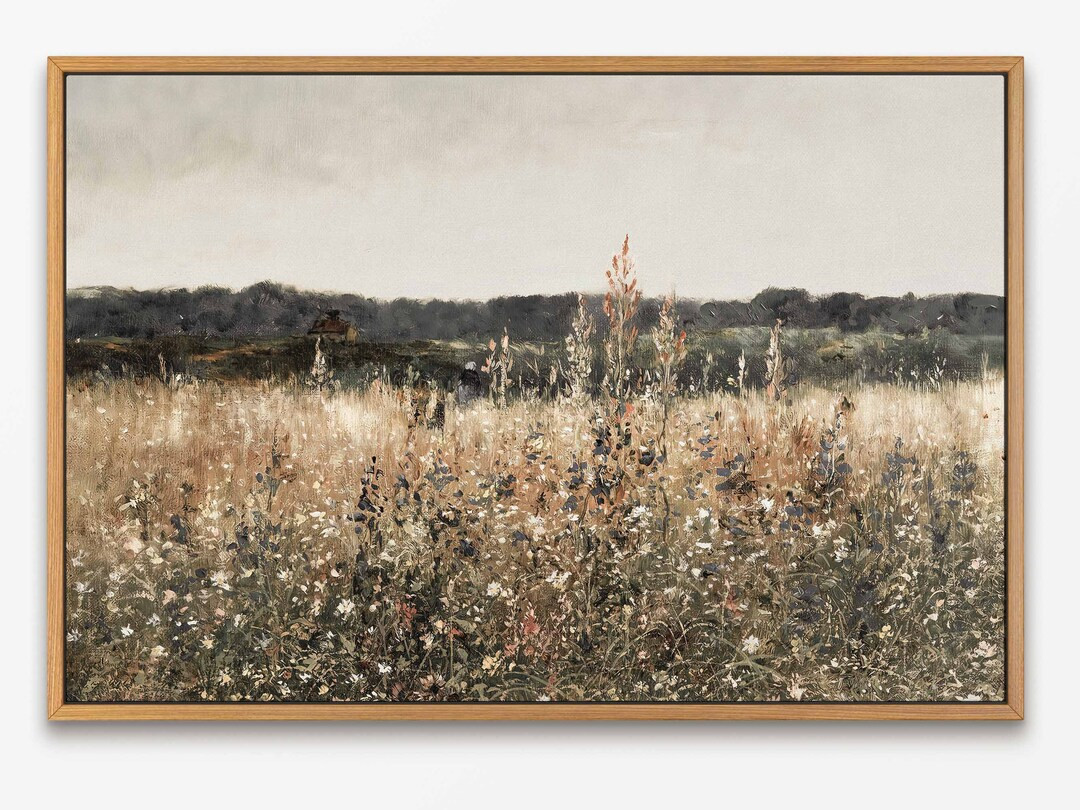 Wildflower Field Landscape Oil Painting Large Wall Art Print - Etsy | Etsy (US)
