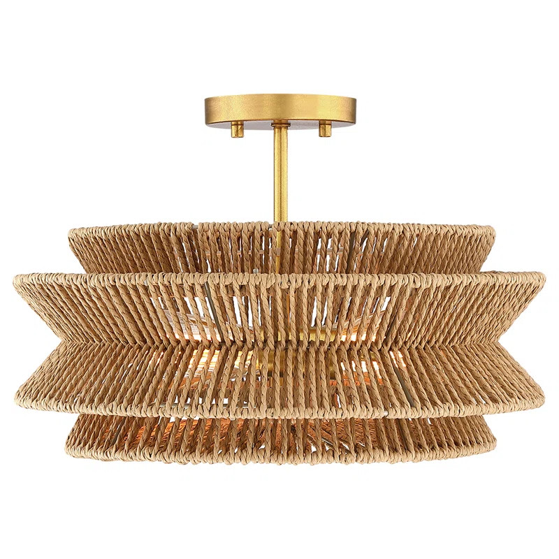 Clouden Rattan Semi Flush Mount | Wayfair North America