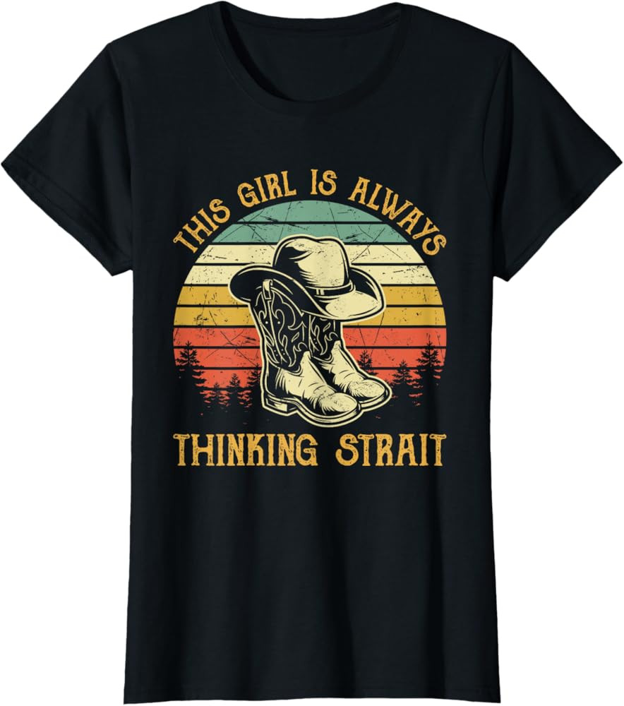 This Girl is Always Thinking Strait Country Western Cowgirl T-Shirt | Amazon (US)