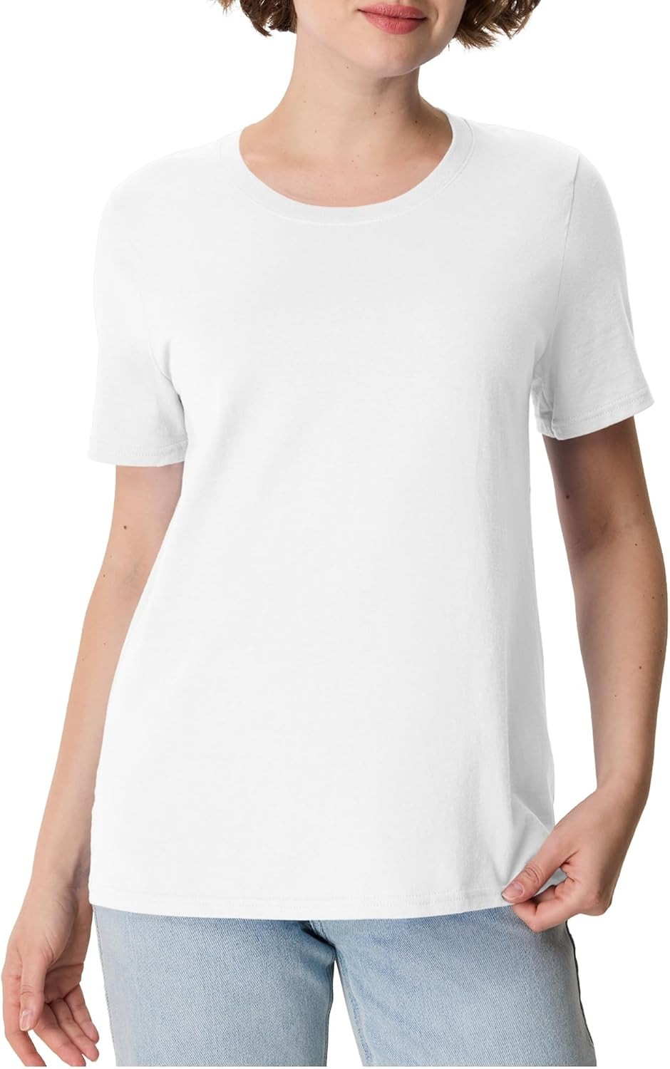 Hanes Women's Perfect-T Crewneck T-Shirt, Lightweight Cotton Short Sleeve Tee for Women | Amazon (US)