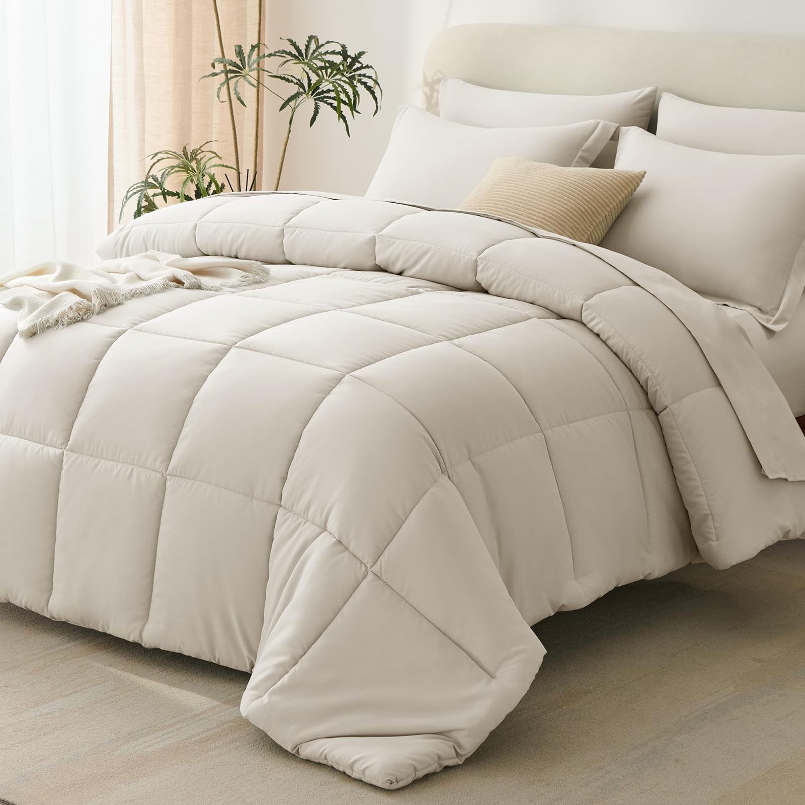CozyLux Full Size Comforter Sets Beige - 7 Pieces Bed in a Bag Full, Oeko-Tex Certified Bed Set, ... | Amazon (US)