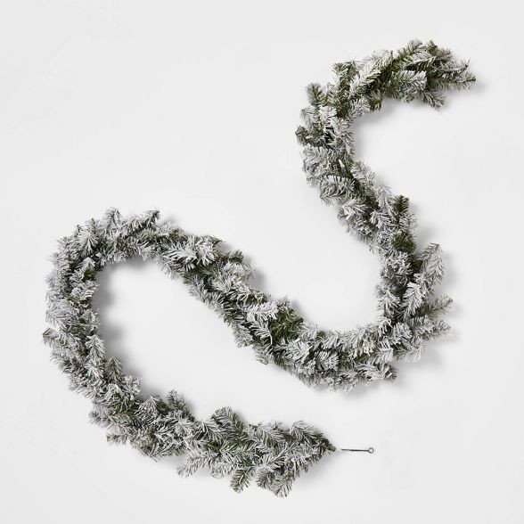 9' Pre-lit Flocked Artificial Pine Christmas Garland Clear Lights - Wondershop™ | Target
