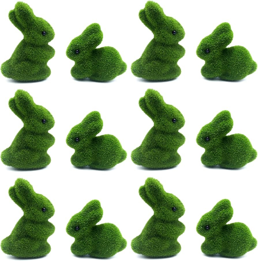 Moss Easter Bunny Home Decor, 12 Pcs Artificial Green Moss Rabbit for Easter Decoration, Small Fl... | Amazon (US)