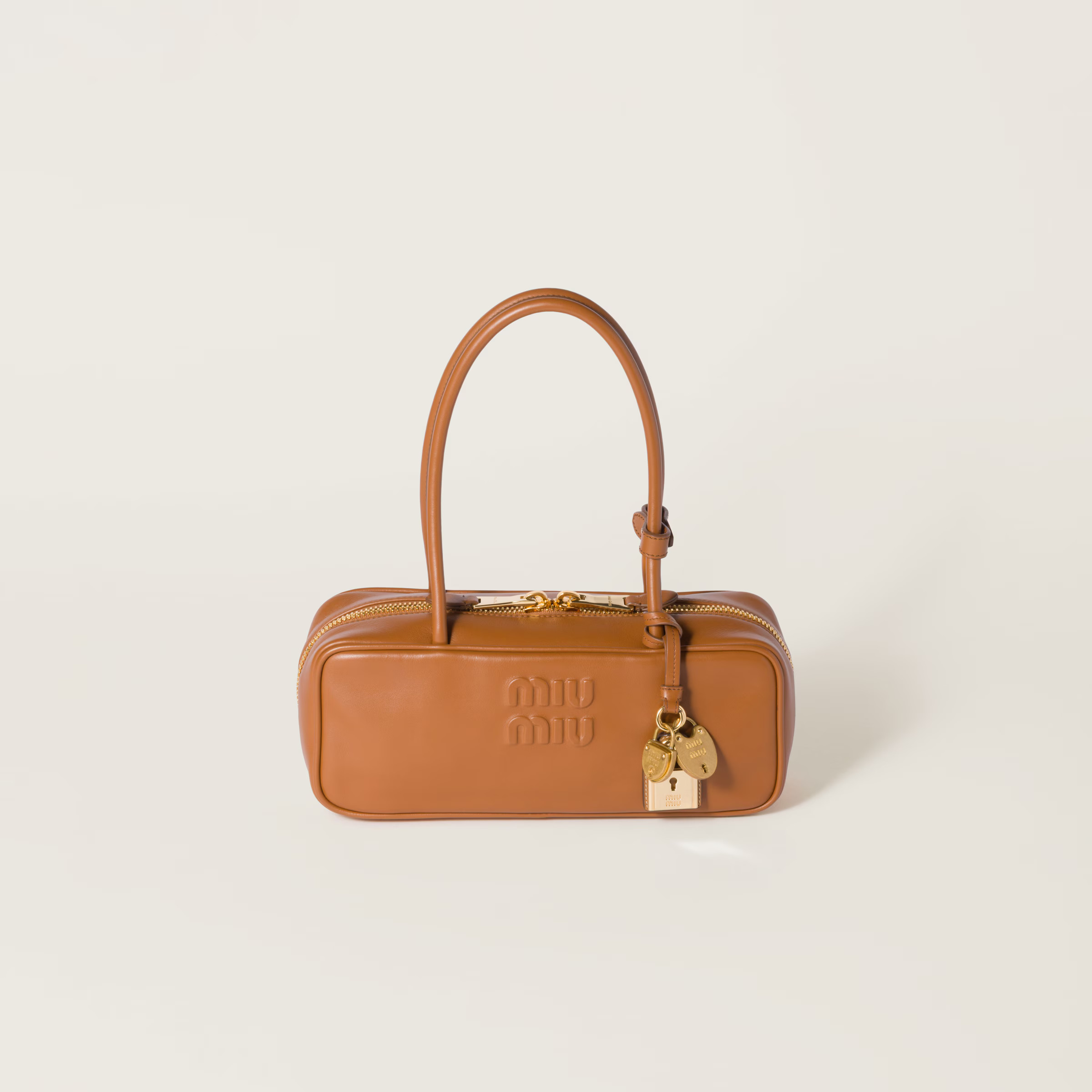 Cognac Beau Leather Bag | Miu Miu | Miu Miu INT