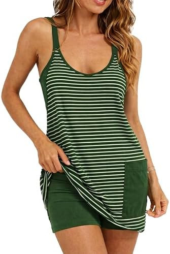 Womens Sleeveless Athletic Hot Shot Mini Dress with Built-in Shorts Sundress | Amazon (US)