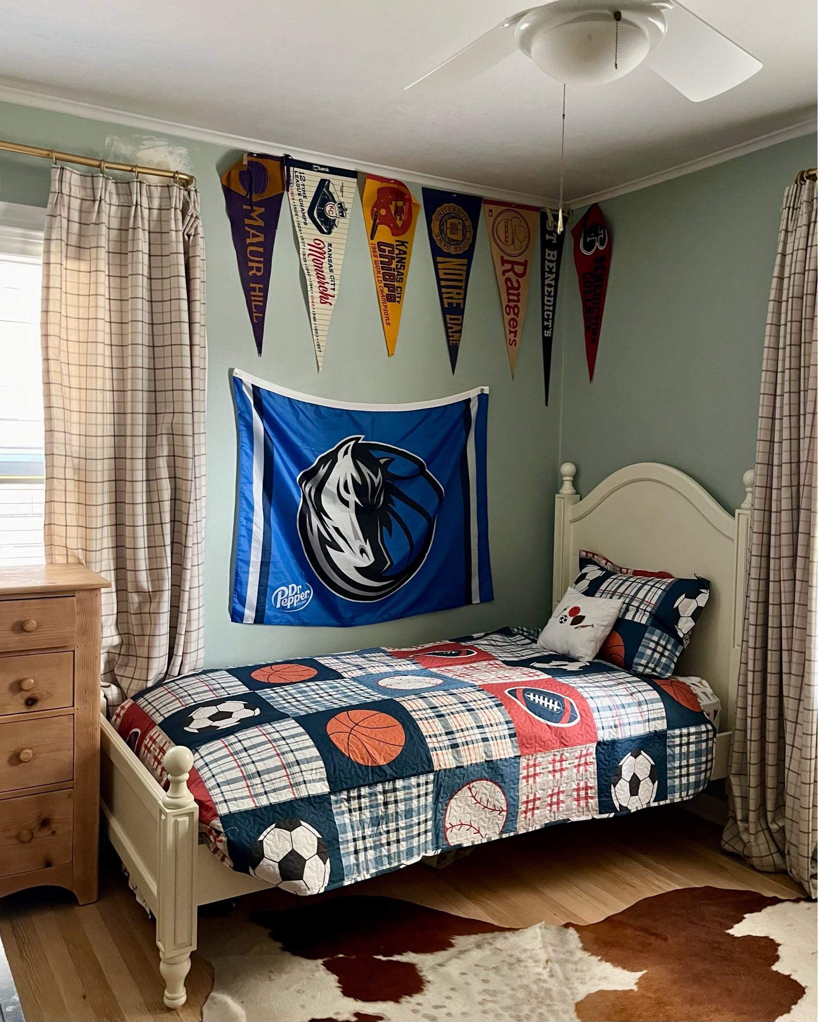 Sports-themed little boy bedroom! 🏀🏈⚾️

Linked everything used to turn Target drapes into pinch pleat curtains! A simple DIY that made a huge difference! 

Notre Dame, Dallas Mavericks, Texas Rangers, Kansas City Chiefs, KC Monarchs, Benedictinee

#LTKKids #LTKHome
