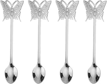 Hemoton Butterfly Spoon Set 4Pcs Stainless Steel Long Handle Dessert Spoons for Coffee Tea Stirri... | Amazon (US)