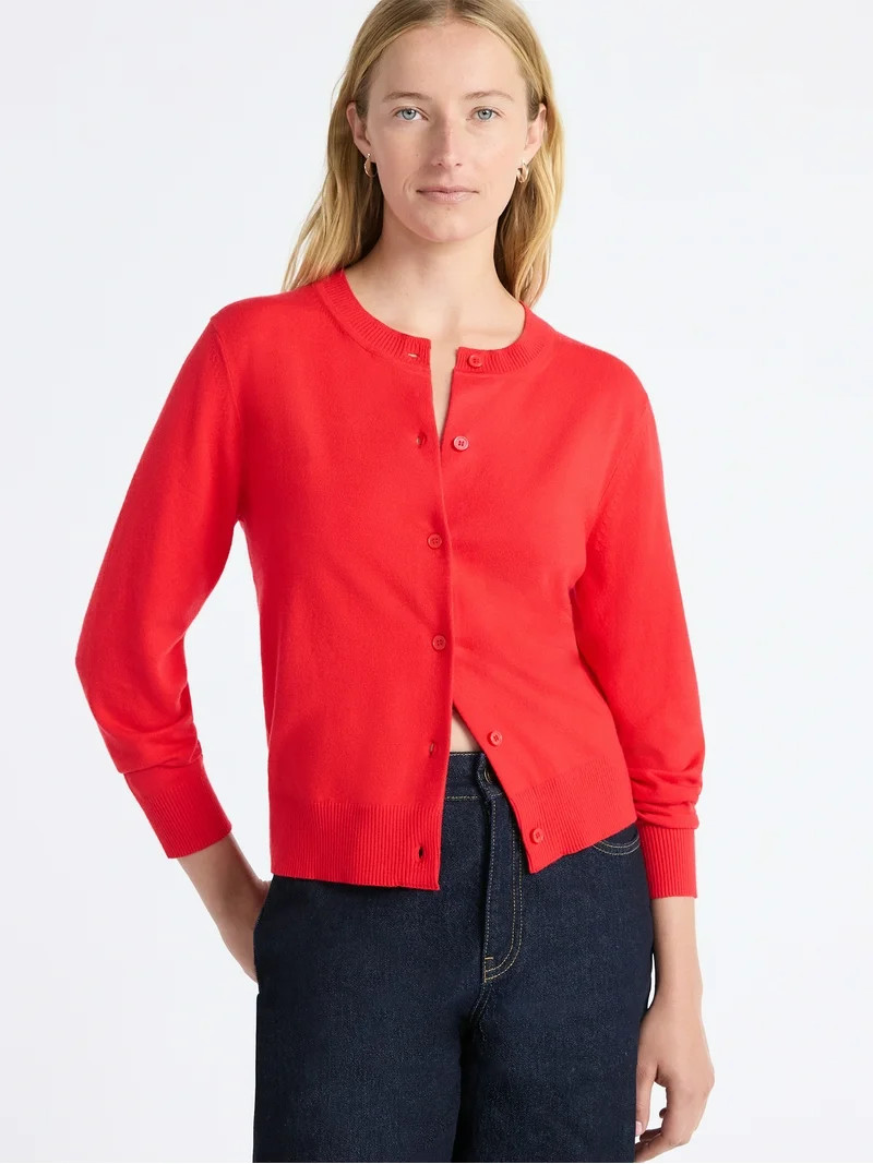 Free Assembly Women's and Women's Plus Classic Cozy Yarn Cardigan Sweater, Midweight, Sizes XS-4X | Walmart (US)