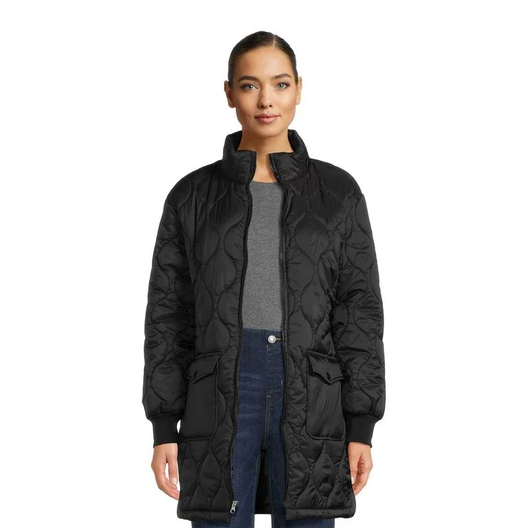 Time and Tru Women's Onion Quilted Barn Coat with Belt | Walmart (US)