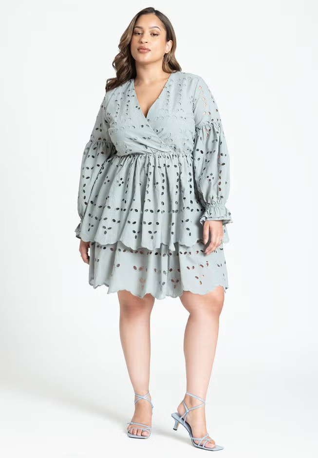 Eyelet Flare Mini Dress | Eloquii