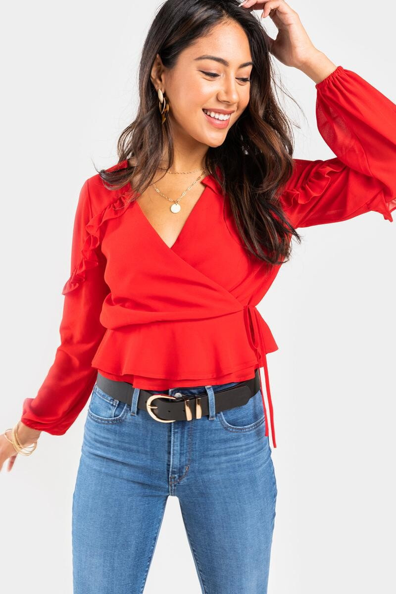 Rosie Ruffle Wrap Blouse | Francesca’s Collections