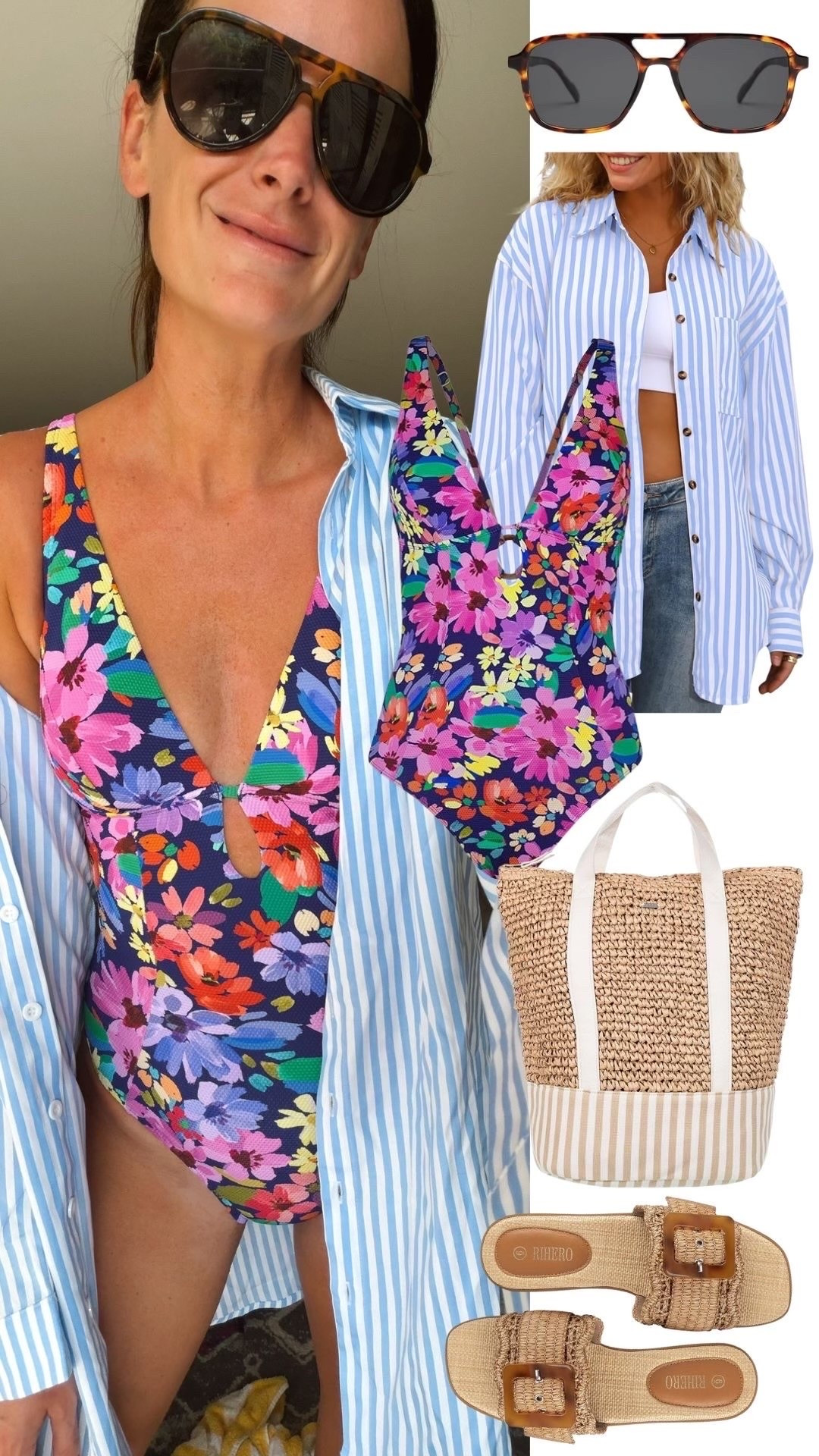 Cute swim look from Amazon! Great coverage and this stripe shirt is great to throw on over anything!

#LTKootd #LTKSwim #LTKmomlife
