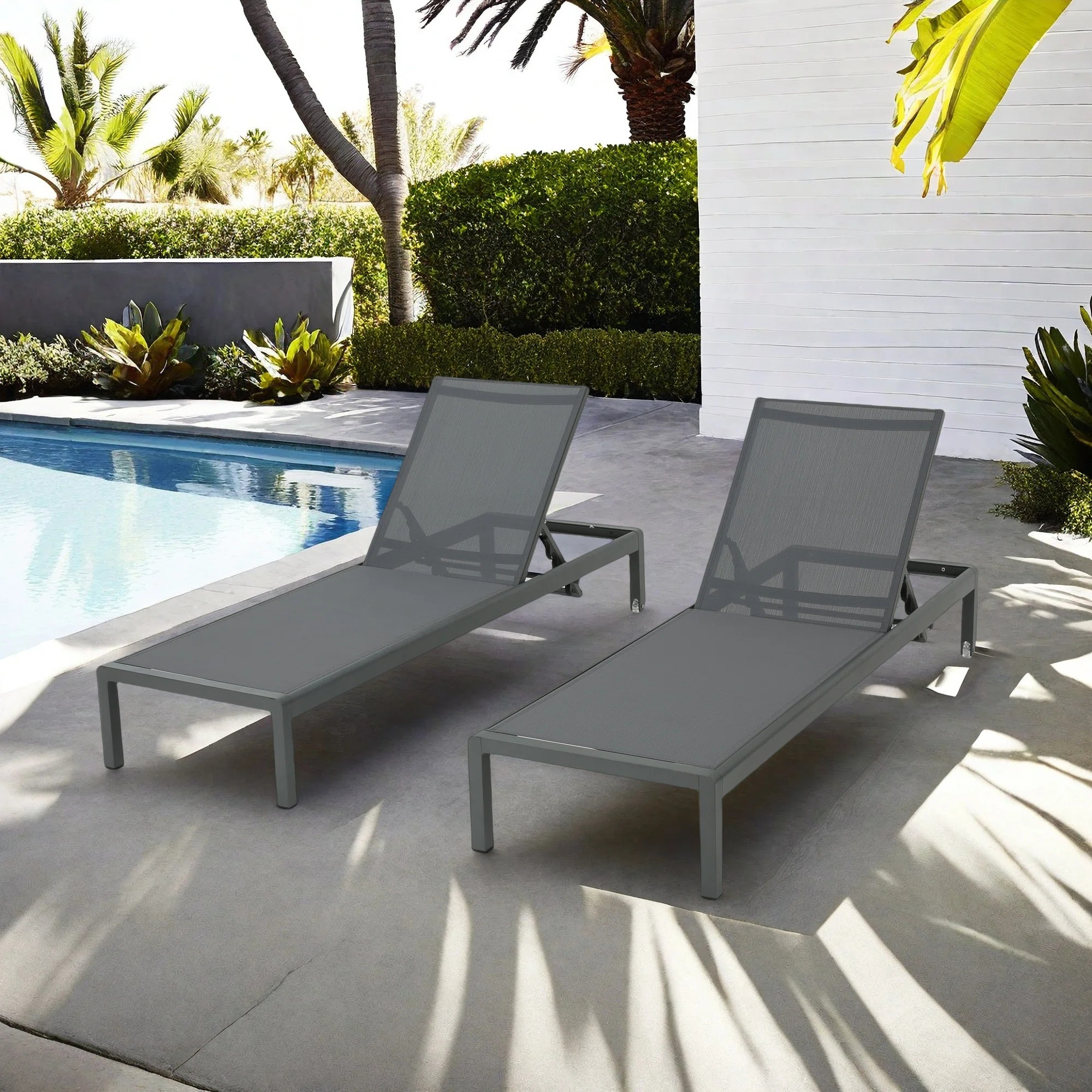 Caggiano 77.56'' Long Reclining Chaise Lounges (Set of 2) | Wayfair North America