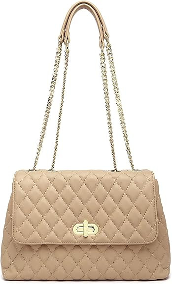 ER.Roulour Quilted Crossbody Bags for Women, Trendy Roomy Shoulder Handbags with Flap Gold Hardwa... | Amazon (US)