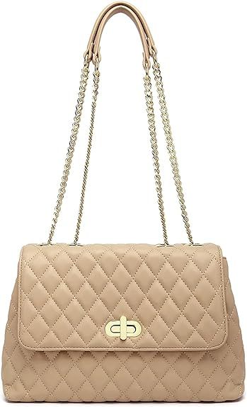 ER.Roulour Quilted Crossbody Bags for Women, Trendy Roomy Shoulder Handbags with Flap Gold Hardwa... | Amazon (US)