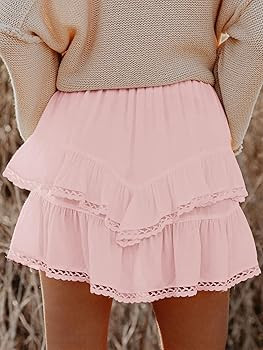 Aoudery Flowy Shorts for Women Casual Boho Ruffle Tiered Skorts High Waist Mini Skirts Golf Tenni... | Amazon (US)