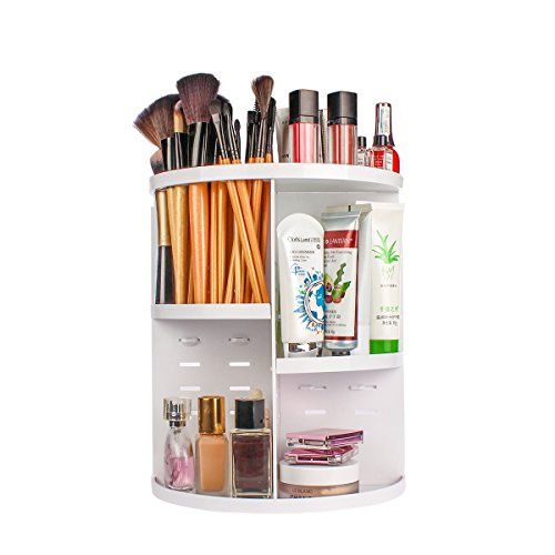 ELOKI 360 Makeup Organizer, DIY Detachable Spinning Cosmetic Makeup Caddy Storage DIsplay Bag Case Large Capacity Makeup Box Acrylic Vanity Organizer Box, Great for Countertop and Bathroom, White | Amazon (US)