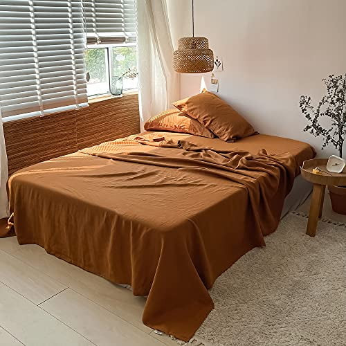 Simple&Opulence 100% Washed Linen Sheets Set, French Natural Linen Flax Bedding Set Basic Style 4... | Walmart (US)