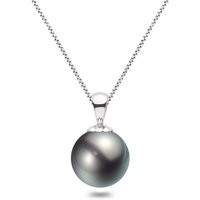 Tahitian Pearl Pendant Necklace For Women Black Saltwater Jewelry 4A Graded With Certification Sterling Silver Chain | Etsy (US)