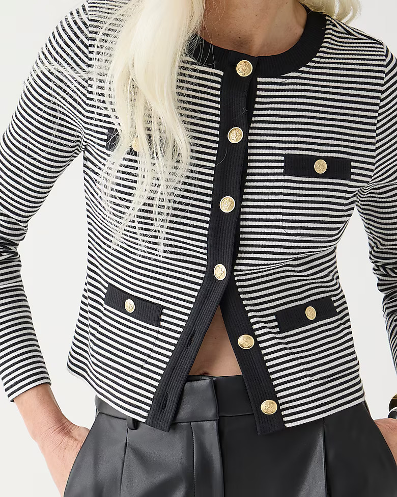 Vintage rib lady jacket in stripe | J. Crew US