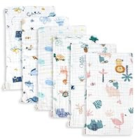Maliton Muslin Baby Burp Cloths 6 Pack Large 20''x10'' 100% Cotton Burp Rags Absorbent and Soft 6 Layers Muslin Cloth Baby Essentials for Newborn(Zoo Pattern, Pack of 6) | Amazon (CA)