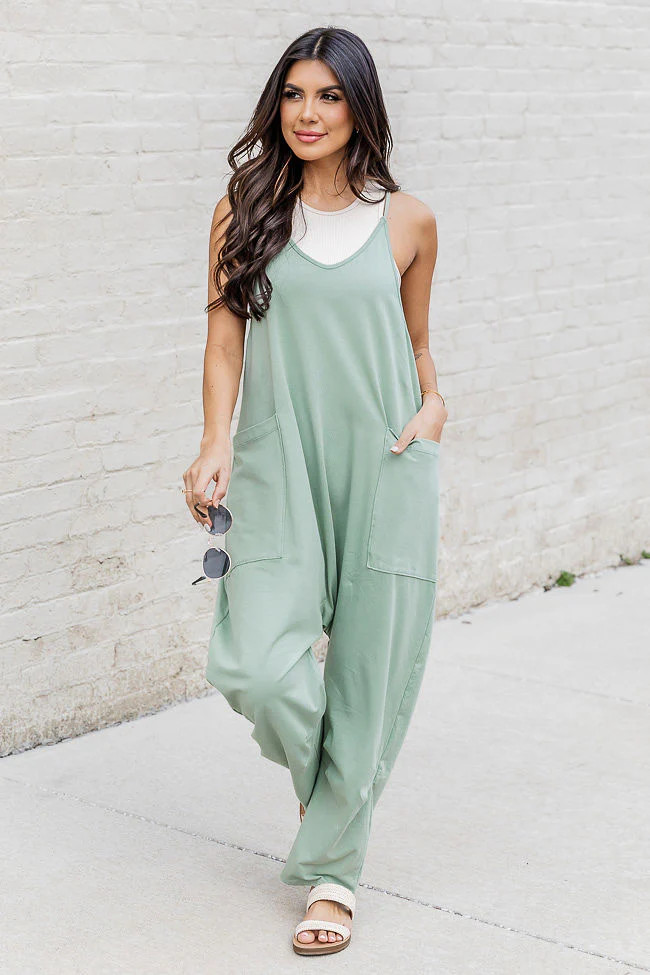 Day In The Life Sage Jumpsuit | Pink Lily