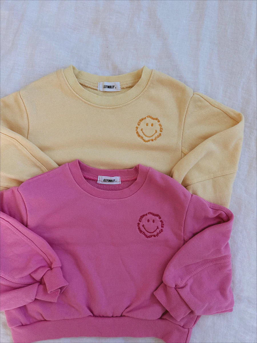 Ava Smiley Sweatshirt Lemon | Sun Peony Coconut