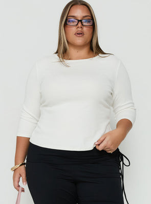 Elaia 3/4 Sleeve Top White Curve | Princess Polly US