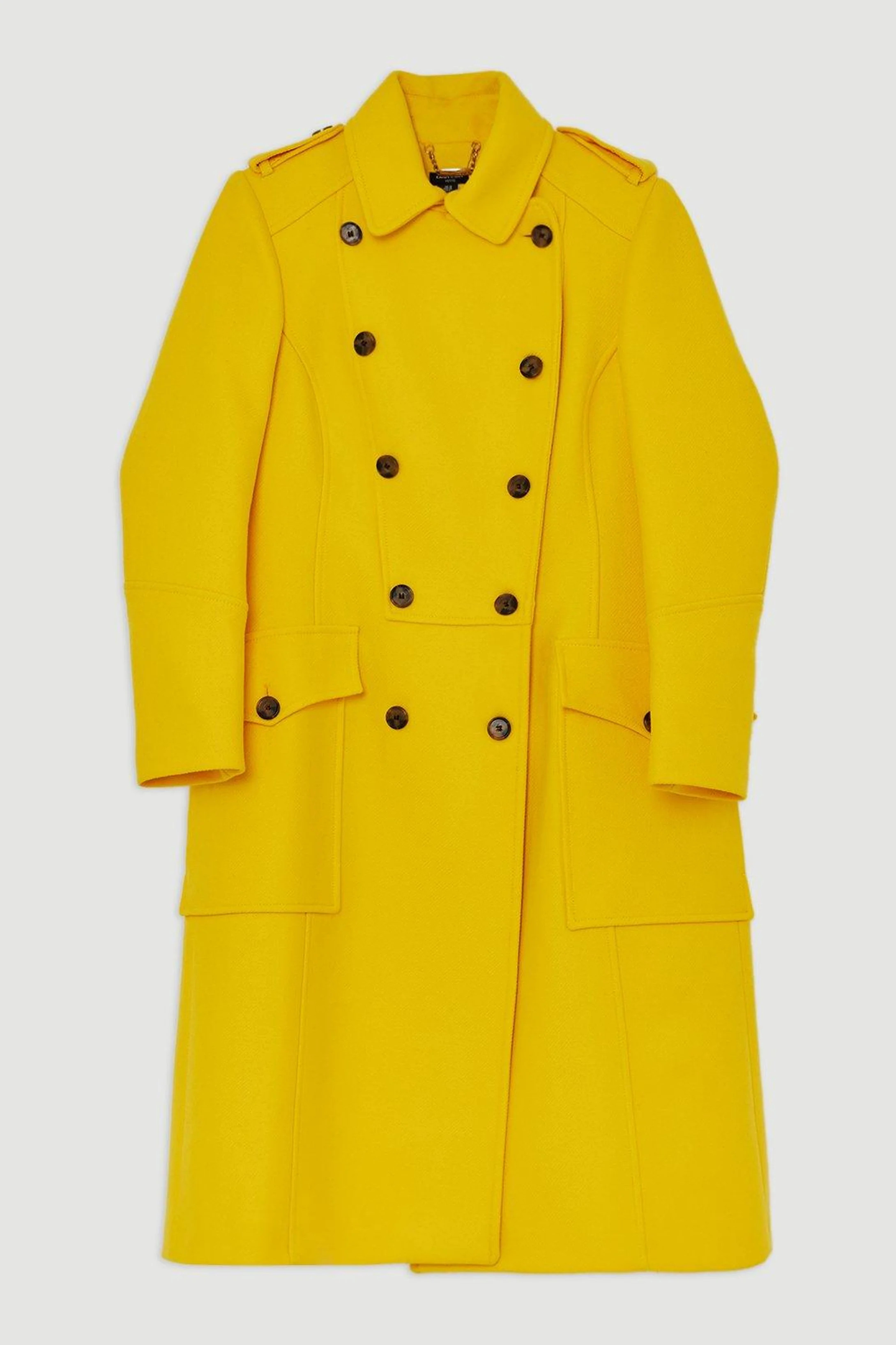 Petite Premium Italian Manteco Wool Military Midi Coat | Karen Millen US