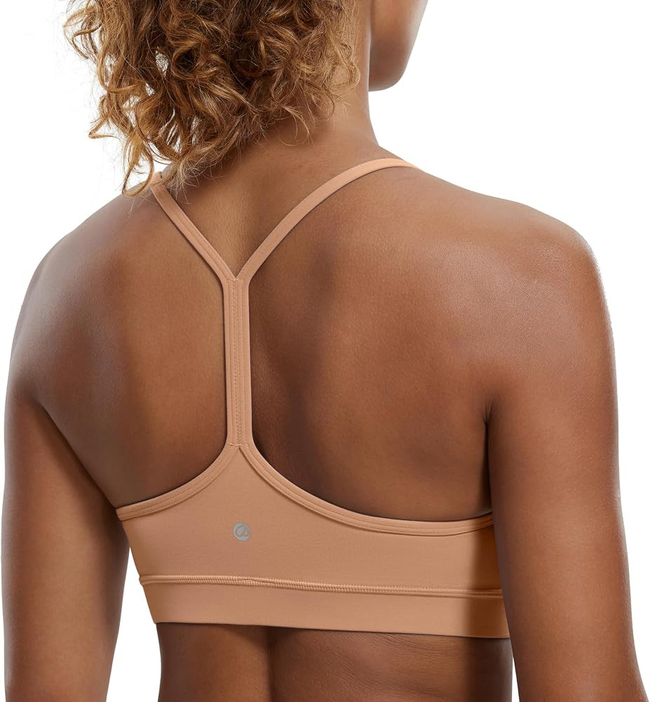 CRZ YOGA Butterluxe Womens Y Back Sports Bra - Padded Racerback Low impact Spaghetti Thin Strap W... | Amazon (US)