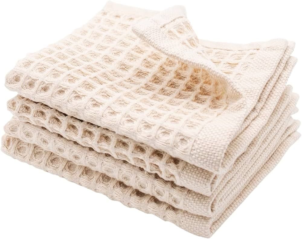 Mike Tyson Waffle Washcloth Set, 100% Cotton (4 Pcs Washcloth 13x13 inches, Beige) | Amazon (US)