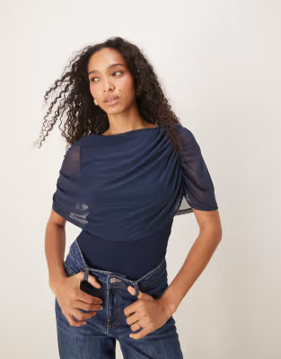 ASOS DESIGN mesh cape top in navy | ASOS | ASOS (Global)