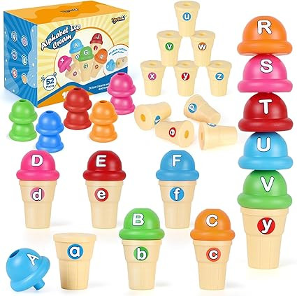 Torlam Alphabet Learning Ice Cream Toy Play Set, Toddler Learning Toy ABC Letter Recognition Matc... | Amazon (US)