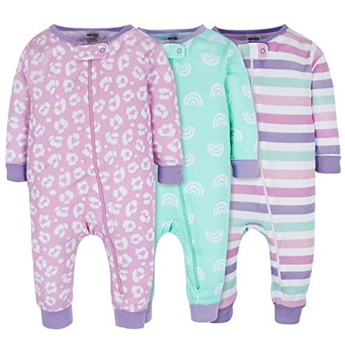 Onesies Brand Baby Girl's 3-Pack Snug Fit One-Piece Cotton Pajamas, Rainbows, 0-3 Months | Amazon (US)