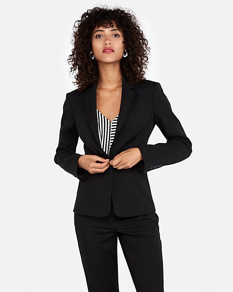 notch collar one button blazer | Express
